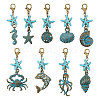 27Pcs 9 Styles Ocean Theme Alloy Pendant Decorations HJEW-CA00098-8