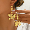 Elegant French Style Brass Hollow Butterfly Tassel Hoop Earrings JT4875-1