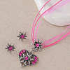 Alloy Rhinestone Pendant Necklaces & Stud Earrings Sets FS-WG88A89-02-2