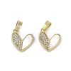 Brass Pave Natural Shell Heart Charms KK-Z078-20G-1