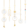 AHADERMAKER 5Pcs 5 Style AB Color Plated Glass Pendant Decorations HJEW-GA0001-41-1