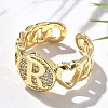 Brass Micro Pave Clear Cubic Zirconia Open Cuff Rings for Women RJEW-K289-02G-R-3