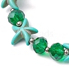 Summer Beach  Starfish Dyed Synthetic Turquoise & Faceted Glass Beaded Stretch Bracelets for Women Men BJEW-JB10454-02-2