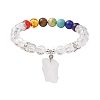 Raw Rough Natural Quartz Crystal Charm Bracelets BJEW-JB10298-03-1