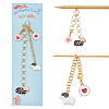 2Pcs 2 Style Sheep Alloy Enamel Beaded Knitting Row Counter Chains HJEW-AB00715-1