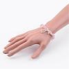 Rose Quartz Charm Bracelets BJEW-JB02543-01-3