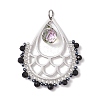 Boho Faceted Natural Black Onyx(Dyed & Heated) & Glass Teardrop Pendants PALLOY-MZ00407-1