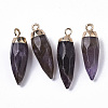 Top Golden Plated Natural Amethyst Pointed Pendants X-G-S359-078F-2