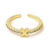 Clear Cubic Zirconia Initial Letter Open Cuff Ring RJEW-H120-09G-X-2