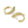 Brass Micro Pave Clear Cubic Zirconia Oval Hoop Earring Findings KK-G536-03G-2