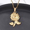 304 Stainless Steel Flower Pendant Necklaces NJEW-H059-30C-G-2