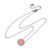 304 Stainless Steel Pink Enamel 5-Petal Flower Pendant Necklaces for Women NJEW-U032-17P-02-4