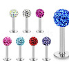 316 Surgical Stainless Steel Rhinestone Round Ball Threadless Labrets WG0410F-07-5