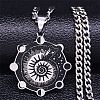 304 Stainless Steel Enamel Pendant Necklace NJEW-K253-16P-1