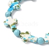Baking Paint Synthetic Turquoise Cross & Round Beads Stretch Bracelets for Men Women BJEW-JB12341-02-4