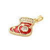 Christmas Theme Rack Plating Brass Cubic Zirconia Pendants KK-K385-119G-06-2