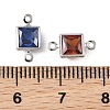 SHEGRACE Brass Pave Cubic Zirconia Square Connector Charms XGRQ2O044-440P-3
