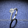 Rhodium Plated 925 Sterling Silver Pave 8.2x4.9mm Moissanite Finger Rings WG6D295-45-1