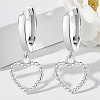 S925 Sterling Silver Hollow Heart Hoop Earrings FJ4331-2-2