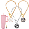 Flat Round with Letter Alloy Enamel Wine Glass Charms AJEW-AB00184-23-1