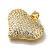 Heart Rack Plating Brass Micro Pave Clear Cubic Zirconia Pendant KK-U019-18G-01-2