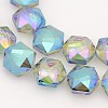 Hexagon Electroplate Full Rainbow Plated Glass Beads Strands EGLA-P015-F04-2