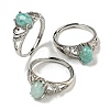 Oval Natural Amazonite Adjustable Rings RJEW-Q818-01P-01B-1