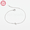 Anti-Tarnish Rhodium Plated 925 Sterling Silver Letter Cubic Zirconia Link Bracelets GI2156-12-1