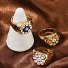 Brass Enamel Cuff Rings for Women RJEW-L113-032G-2