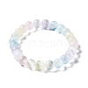 Macaron Color Dyed Natural Selenite Round Beaded Stretch Bracelet X-BJEW-D024-01A-1