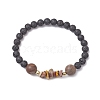 Natural Mookaite with Natural Lava Rock Beaded Stretch Bracelets for Women BJEW-JB11130-01-1