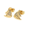 Brass Micro Pave Clear Cubic Zirconia Earrings LS-EJEW-D328-03G-01-4