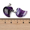 Dyed Natural Banded Agate Heart Pendant Necklaces NJEW-G166-01B-4