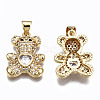 Brass Micro Pave Clear Cubic Zirconia Pendants ZIRC-S067-044A-NR-2