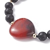 Heart Natural Stone Braided Bead Bracelet BJEW-JB07250-6