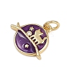Brass Enamel Planet and Cat Shape Charms KK-B150-22G-3