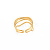 Ion Plating(IP) 304 Stainless Steel Wave Wrap Open Cuff Ring for Women RJEW-S405-236G-2