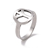201 Stainless Steel Peace Sign Finger Ring RJEW-J051-43P-1