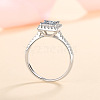 Square Rhodium Plated 925 Sterling Silver Pave 6.5x3.9mm Moissanite Finger Rings for Women WG02E28-06-2