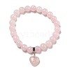 8.5mm Round Natural Rose Quartz Beaded Stretch Bracelets BJEW-C074-01L-2