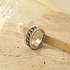 Stainless Steel Rotating Chain Clear Cubic Zirconia Ring TP6043-1-3