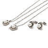 Round Plastic Imitation Pearl Pendant Necklaces & Bracelets & Stud Earrings Sets SJEW-C004-03P-2