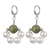 Shell Pearl & Taiwan Jade Leverback Earrings EJEW-JE05927-01-1