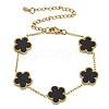 Ion Plating(IP) Resin Flower Link Chain Bracelet BJEW-H602-02G-02A-1