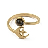 304 Stainless Steel with Natural Tiger Eye Ring RJEW-Z031-01D-02-2