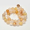 Faceted Natural Yellow Hematoid Quartz Round Beads Strands G-F266-10-8mm-2