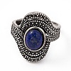 Oval Natural Lapis Lazuli Adjustable Rings RJEW-E067-06AS-2