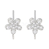 Brass Pave Clear Cubic Zirconia Stud Earring Findings KK-F875-08P-1