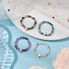 Round Natural Apatite & Green Aventurine & Amethyst & Moss Agate Beads Stretch Rings for Women RJEW-JR00714-02-2