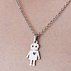 Non-Tarnish 201 Stainless Steel Robot with Heart Pendant Necklace NJEW-OY001-04-1